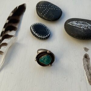 Vintage Navajo Kingman Turquoise Sterling Silver Ring